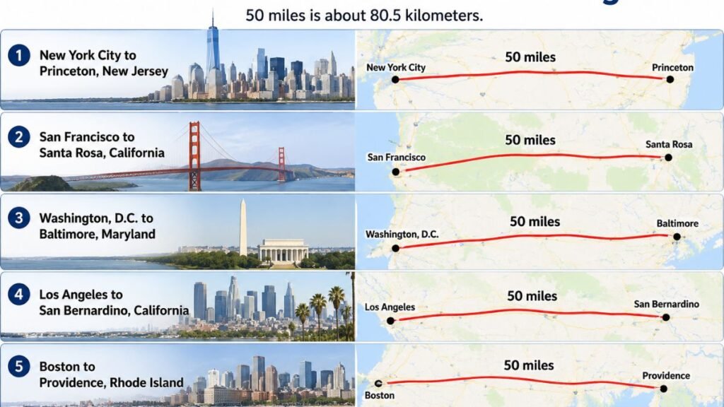 Distances That Are 50 Miles Long