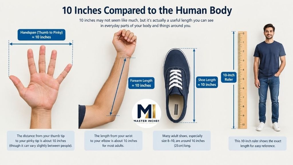 10 inches compared to human
